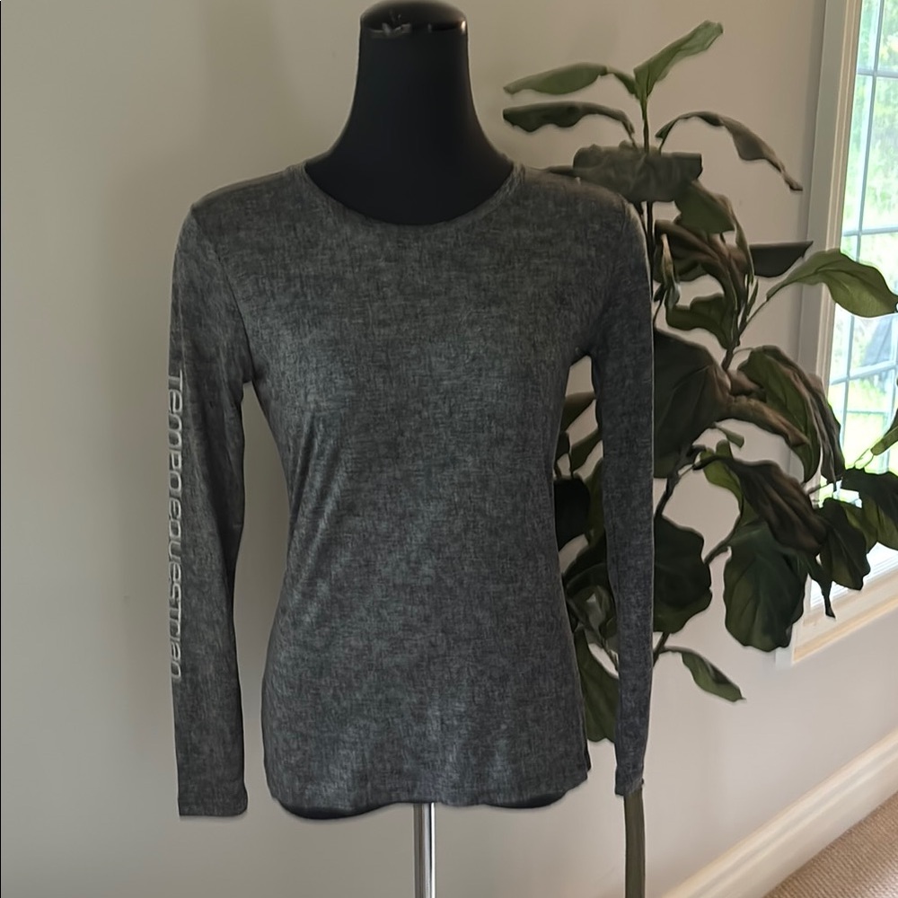 TEMPO EQUESTRIAN HORSE RIDING ACTIVE WEAR LONG SLEEVE HEATHERED GREY TOP